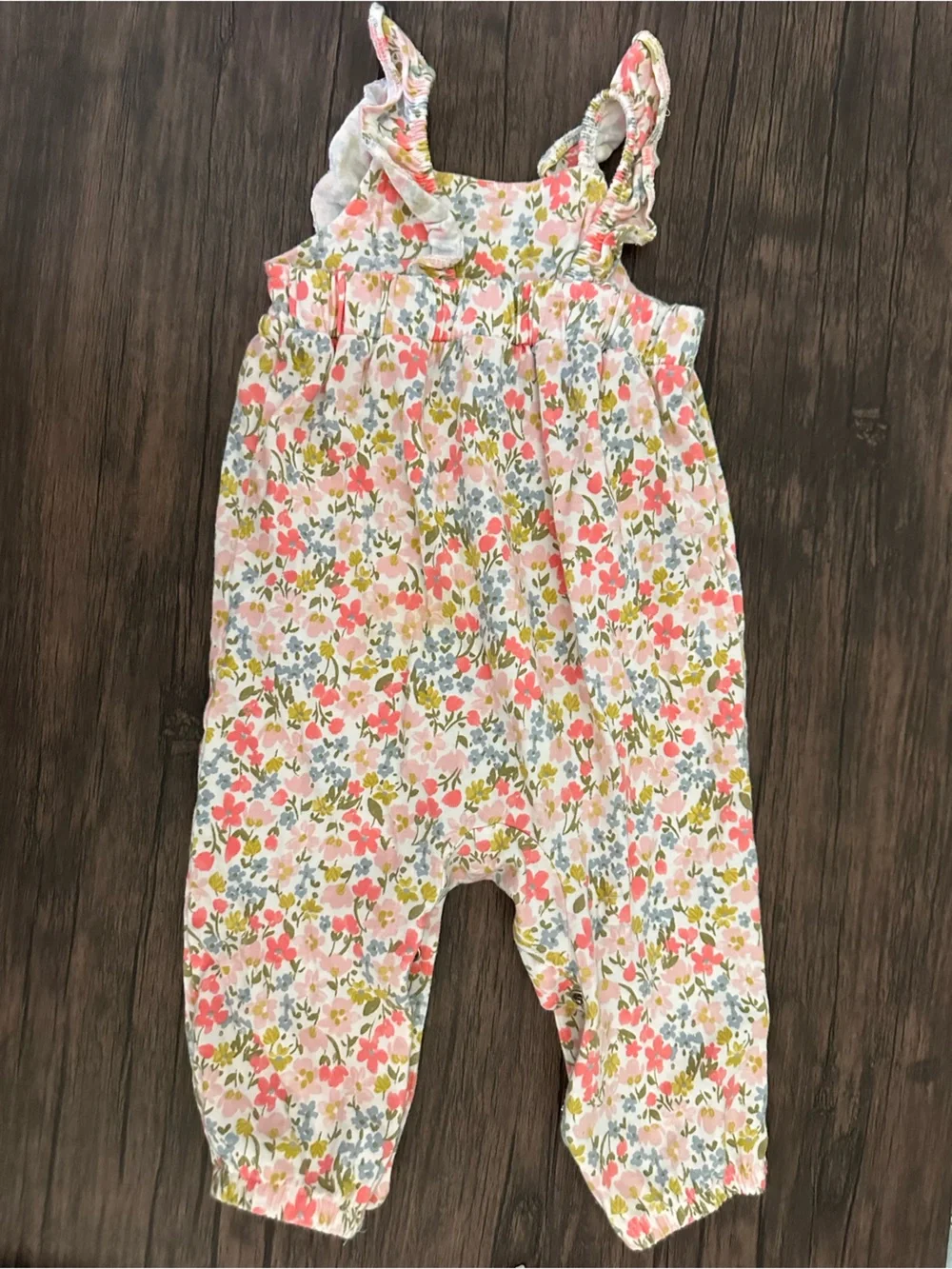 Carter's Sage Green Waffle Romper + Cream Floral Romper